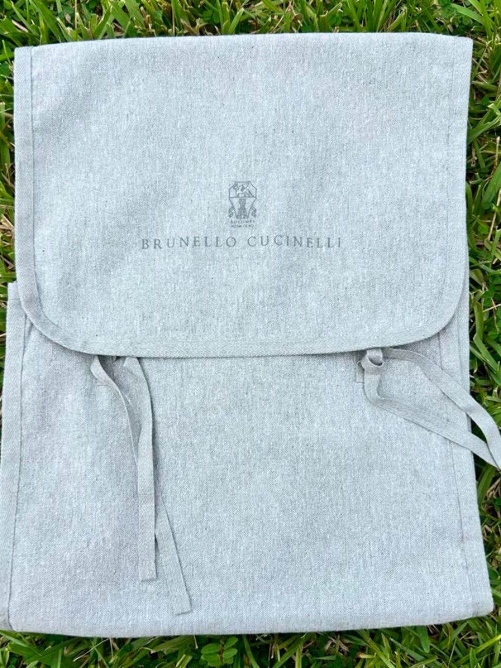 Brunello Cucinelli Gray Garment Dust Bag Drawstring 17x13 Folded 36.5x13 Open